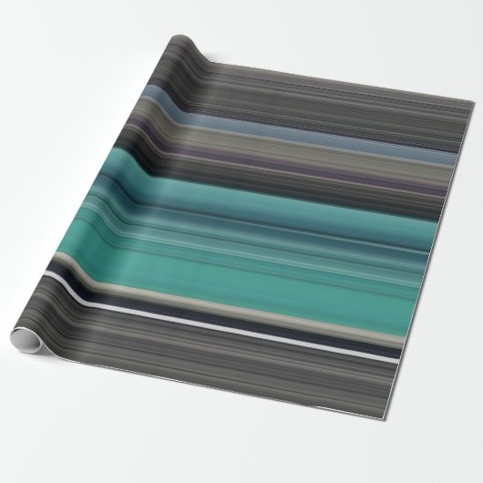 Abstracte #1: Blauwgroen en grijs Cadeaupapier (Uitgerold)