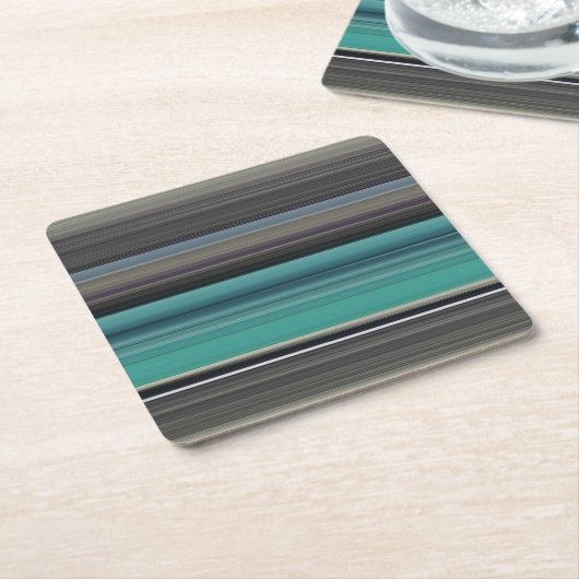 Abstracte #1: Blauwgroen en grijs Kartonnen Onderzetters (Schuin)