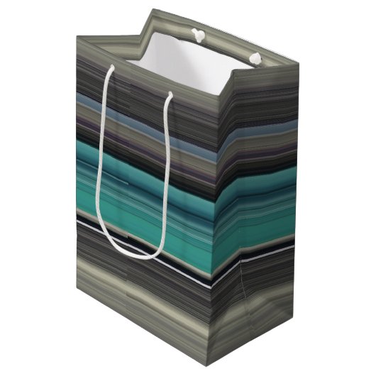 Abstracte #1: Blauwgroen en grijs Medium Cadeauzakje (Voorkant Gekanteld)