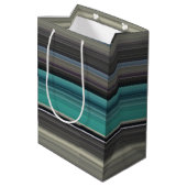 Abstracte #1: Blauwgroen en grijs Medium Cadeauzakje (Achterkant Gekanteld)