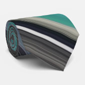 Abstracte #1: Blauwgroen en grijs Stropdas (Opgerold)
