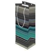 Abstracte #1: Blauwgroen en grijs Wijn Cadeautas (Achterkant Gekanteld)