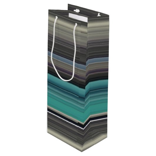 Abstracte #1: Blauwgroen en grijs Wijn Cadeautas (Voorkant Gekanteld)