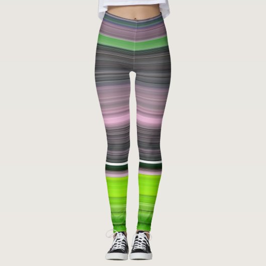 Abstracte #1: Limoen en grijs Leggings (Voorkant)