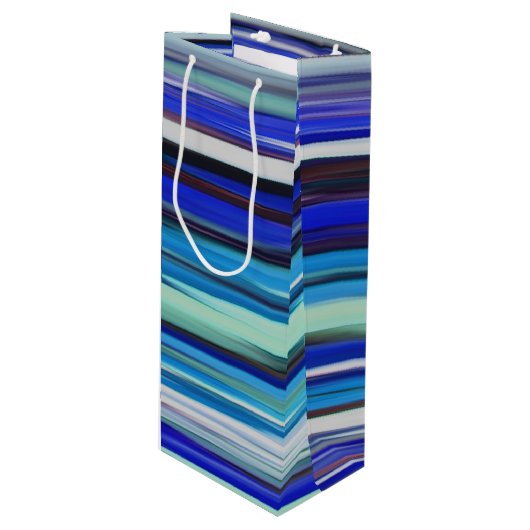 Abstracte #2: Blauwe vervaging Wijn Cadeautas (Voorkant Gekanteld)