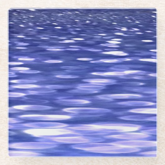 Abstracte #3: Blauwe shimmer Glazen Onderzetter (Voorkant)