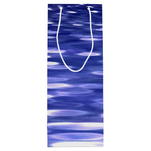 Abstracte #3: Blauwe shimmer Wijn Cadeautas (Achterkant)