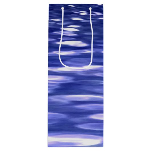 Abstracte #3: Blauwe shimmer Wijn Cadeautas (Voorkant)