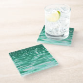 Abstracte #3: Groene Shimmer Glazen Onderzetter (Schuin)