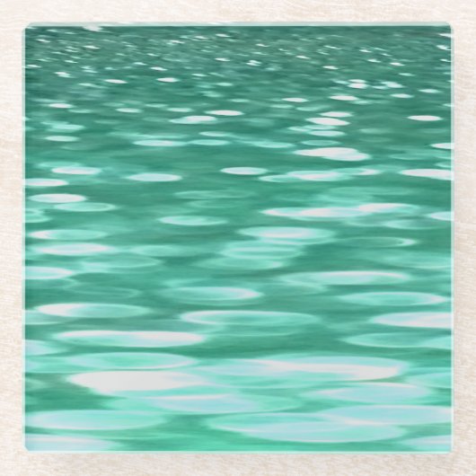 Abstracte #3: Groene Shimmer Glazen Onderzetter (Voorkant)
