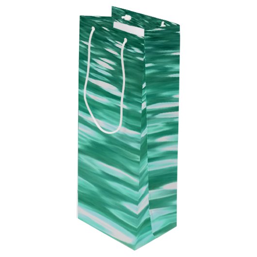 Abstracte #3: Groene Shimmer Wijn Cadeautas (Voorkant Gekanteld)