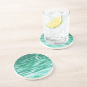 Abstracte #3: Groene Shimmer Zandsteen Onderzetter (Zijkant)