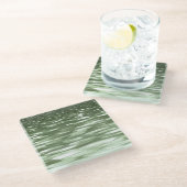 Abstracte #3: Olijfgroene blauwvis Glazen Onderzetter (Schuin)