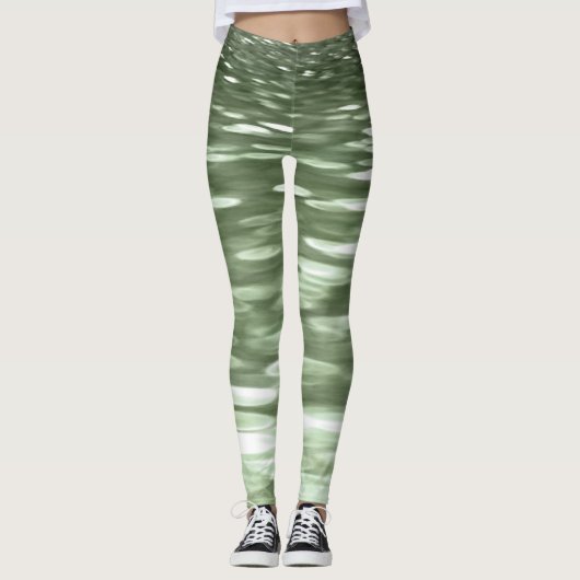 Abstracte #3: Olijfgroene blauwvis Leggings (Voorkant)