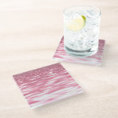Abstracte #3: Roze shimmer Glazen Onderzetter (Schuin)