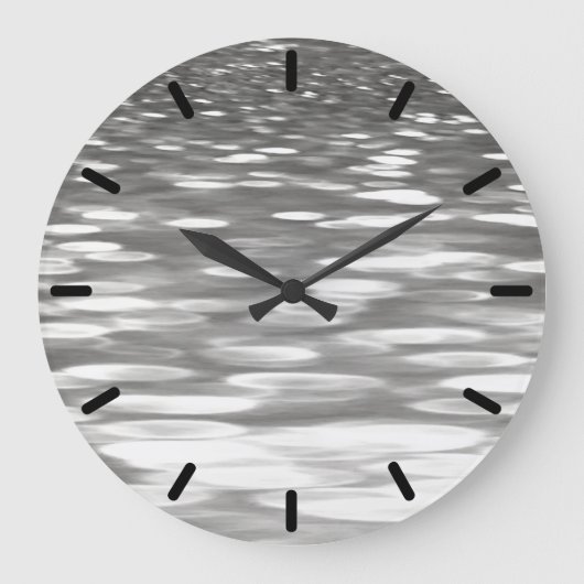 Abstracte #3: Zilver grijze shimmer Grote Klok (Voorkant)