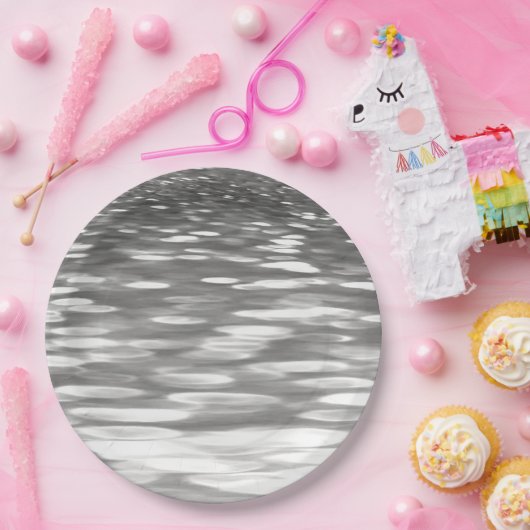 Abstracte #3: Zilver grijze shimmer Papieren Bordje (Feest)