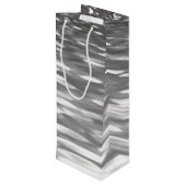 Abstracte #3: Zilver grijze shimmer Wijn Cadeautas (Achterkant Gekanteld)
