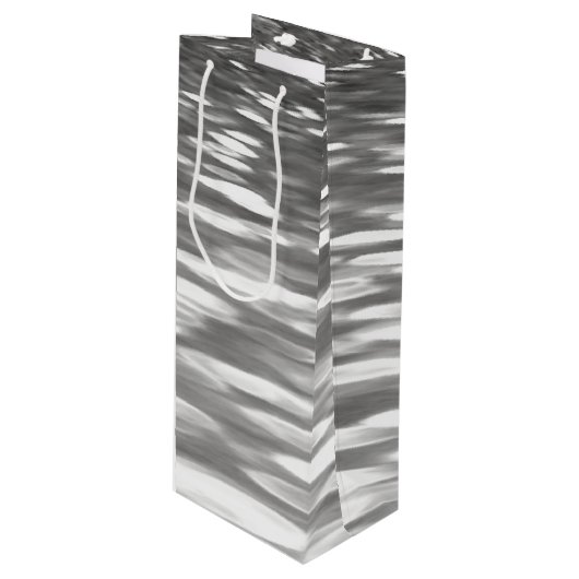 Abstracte #3: Zilver grijze shimmer Wijn Cadeautas (Voorkant Gekanteld)