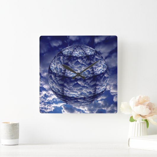 Abstracte 3D-cloud Vierkante Klok (Huis)