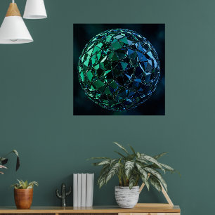 Abstracte 3D-gefacetteerde mozaïekbol Poster