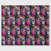 Abstracte 3D Leeuwenportret Digitale Kunst Cadeaupapier (Vlak)