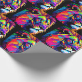 Abstracte 3D Leeuwenportret Digitale Kunst Cadeaupapier (Hoek)