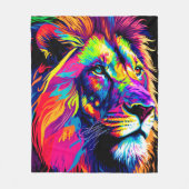 Abstracte 3D Leeuwenportret Digitale Kunst Fleece Deken (Voorkant)