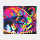 Abstracte 3D Leeuwenportret Digitale Kunst Fleece Deken (Voorkant (Horizontaal))
