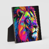 Abstracte 3D Leeuwenportret Digitale Kunst Fotoplaat (Voorkant)