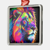 Abstracte 3D Leeuwenportret Digitale Kunst Metalen Ornament (Links)