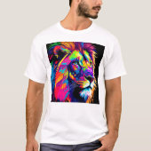 Abstracte 3D Leeuwenportret Digitale Kunst T-shirt (Voorkant)