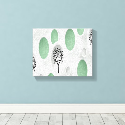 Abstracte 3D met Circles Heart Leaf Tree Canvas Afdruk (Insitu (Houten vloer))