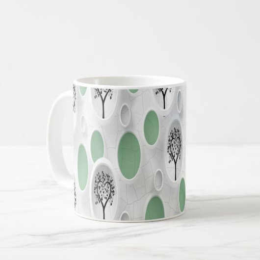 Abstracte 3D met Circles Heart Leaf Tree Koffiemok (Voorkant links)