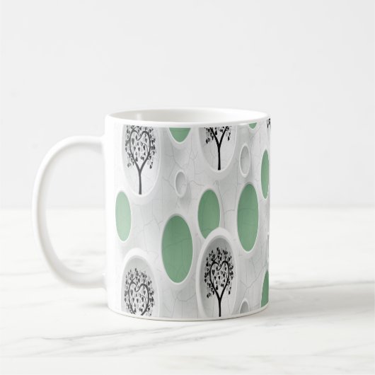 Abstracte 3D met Circles Heart Leaf Tree Koffiemok (Links)