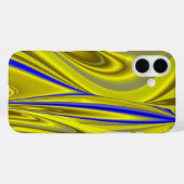 Abstracte 3D-regenboogkunst in goudgeel en blauw Case-Mate iPhone Case (Achterkant (horizontaal))