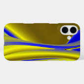 Abstracte 3D-regenboogkunst in goudgeel en blauw Case-Mate iPhone Case (Achterkant (horizontaal))