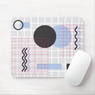 Abstracte 80s Memphis Geometrie Grid Muismat