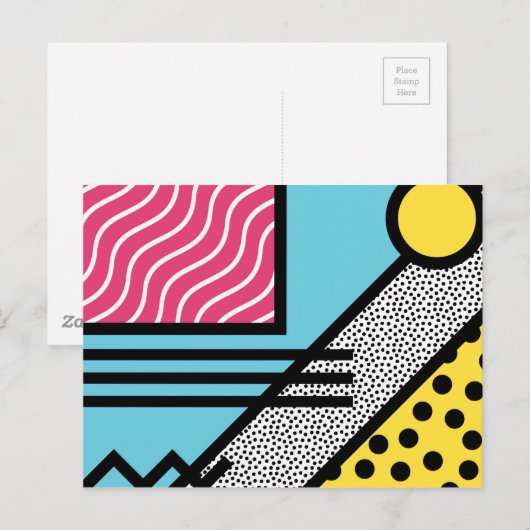 Abstracte 80s memphis pop art style graphics briefkaart (Voorkant / Achterkant)