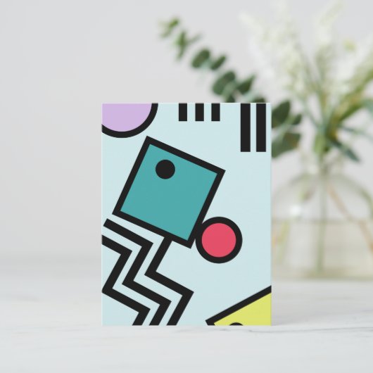 Abstracte 80s memphis pop art style graphics briefkaart (Staand voorkant)