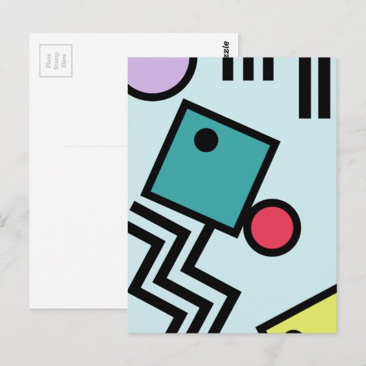 Abstracte 80s memphis pop art style graphics briefkaart (Voorkant / Achterkant)