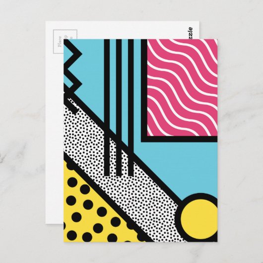 Abstracte 80s memphis pop art style graphics briefkaart (Voorkant / Achterkant)