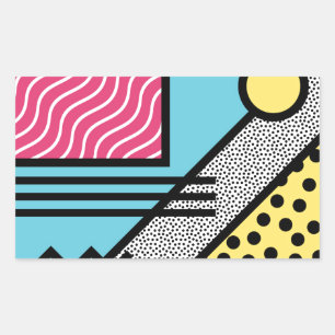 Abstracte 80s memphis pop art style graphics rechthoekige sticker
