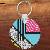 Abstracte 80s memphis pop art style graphics sleutelhanger (Voorkant)