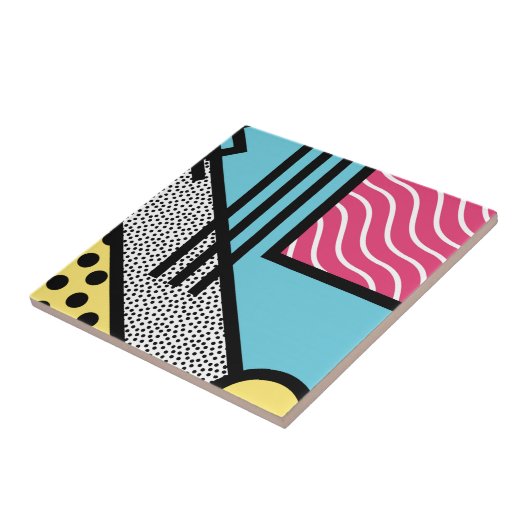 Abstracte 80s memphis pop art style graphics tegeltje (Zijkant)