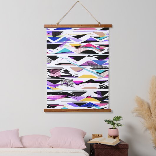 Abstracte 80s Vibrant Vector Vibes Hangend Wandkleed (Slaapkamer)