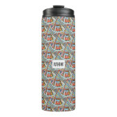 Abstracte aangepaste monogram patroonmonogram thermosbeker (Voorkant)