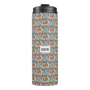 Abstracte aangepaste monogram patroonmonogram thermosbeker