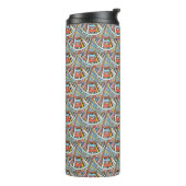 Abstracte aangepaste monogram patroonmonogram thermosbeker (Gedraaid links)