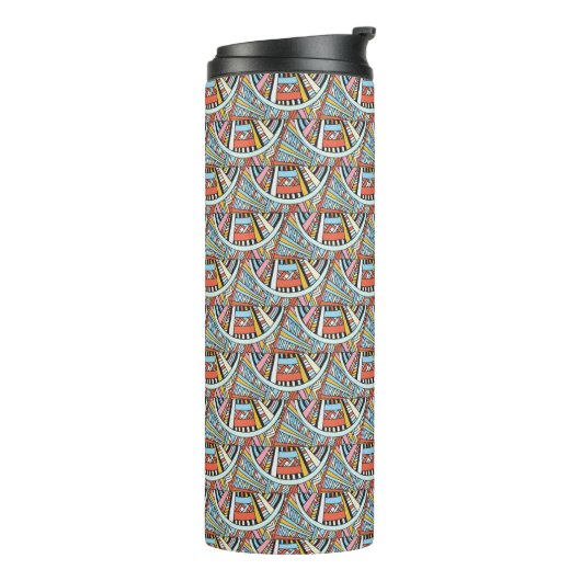 Abstracte aangepaste monogram patroonmonogram thermosbeker (Gedraaid links)